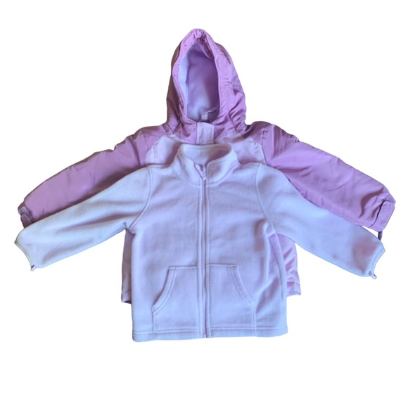 2 Jackets in 1! Winter Coat with Zipout Wearable Fleece Liner Purple 4T - Picture 7 of 13